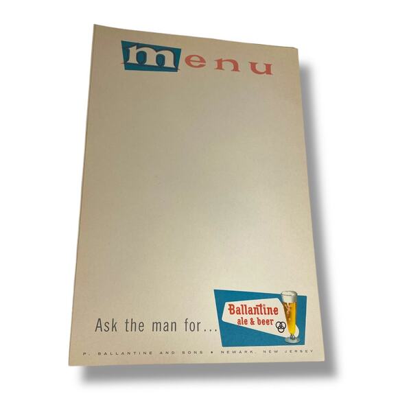 Vintage Ballantine Beer Menu Sheet 10 Papers 10.75 x 7 Inch Inserts - Picture 1 of 8